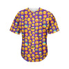 Purple Emoji Pattern Print Men's Baseball Jersey