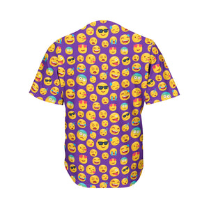 Purple Emoji Pattern Print Men's Baseball Jersey