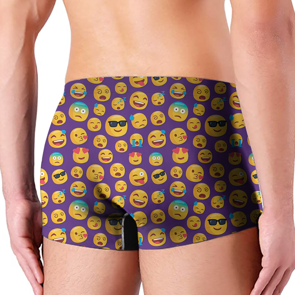 Purple Emoji Pattern Print Men's Boxer Briefs