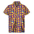 Purple Emoji Pattern Print Men's Short Sleeve Shirt