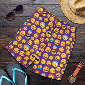 Purple Emoji Pattern Print Men's Shorts