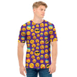 Purple Emoji Pattern Print Men's T-Shirt