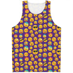 Purple Emoji Pattern Print Men's Tank Top