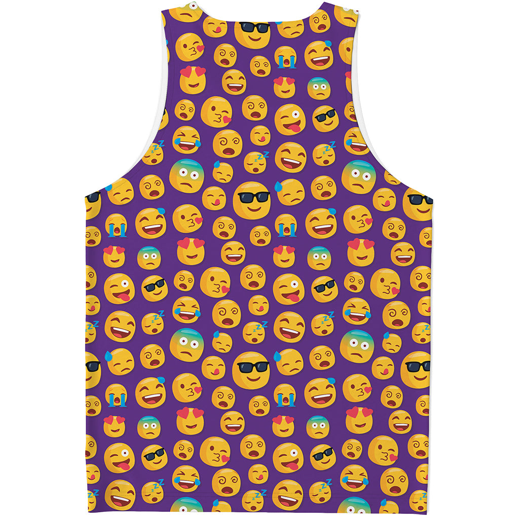 Purple Emoji Pattern Print Men's Tank Top