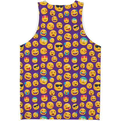 Purple Emoji Pattern Print Men's Tank Top