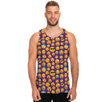 Purple Emoji Pattern Print Men's Tank Top