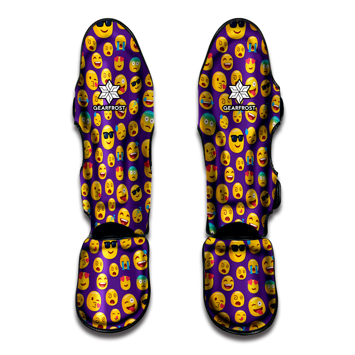 Purple Emoji Pattern Print Muay Thai Shin Guard