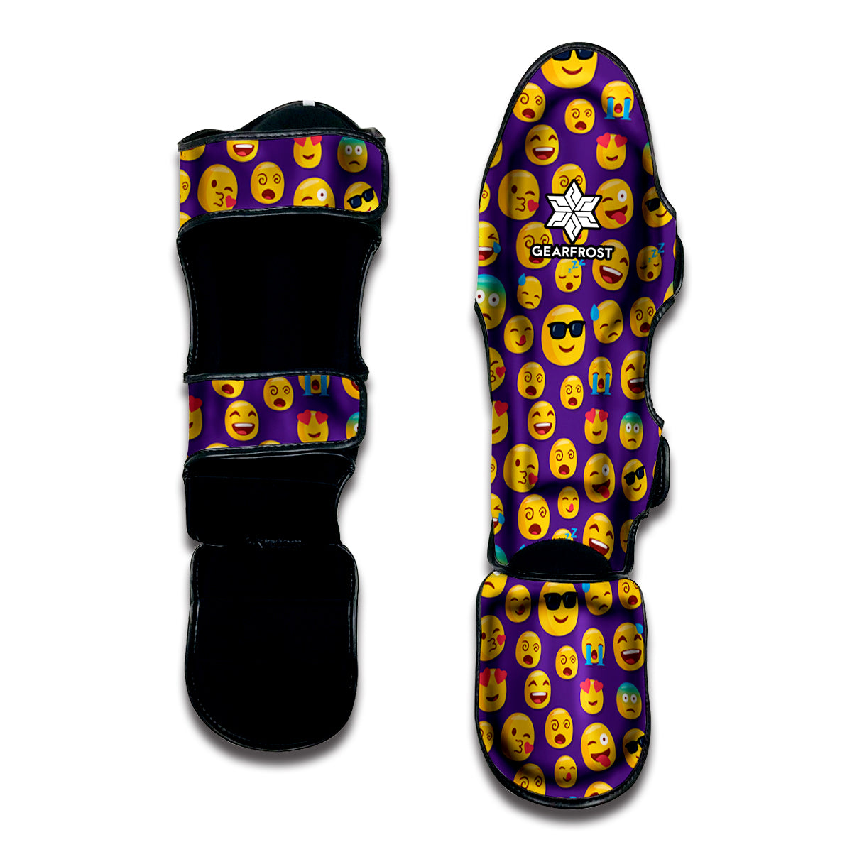 Purple Emoji Pattern Print Muay Thai Shin Guard