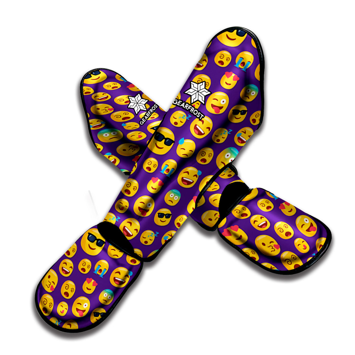 Purple Emoji Pattern Print Muay Thai Shin Guard