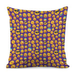 Purple Emoji Pattern Print Pillow Cover