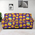 Purple Emoji Pattern Print Sofa Cover
