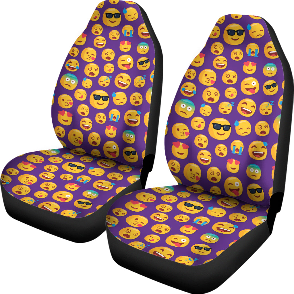 Purple Emoji Pattern Print Universal Fit Car Seat Covers