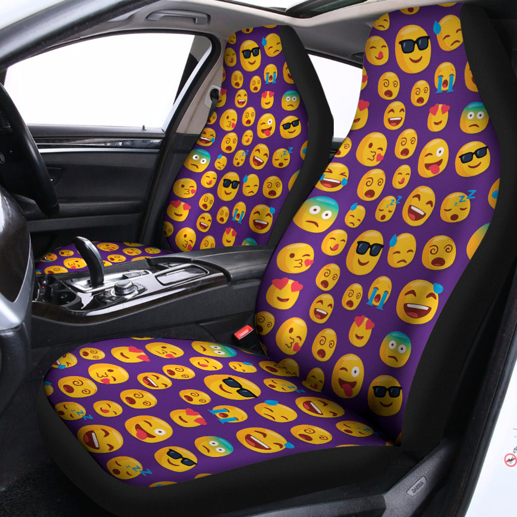 Purple Emoji Pattern Print Universal Fit Car Seat Covers