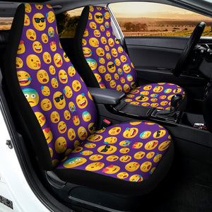 Purple Emoji Pattern Print Universal Fit Car Seat Covers