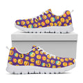 Purple Emoji Pattern Print White Running Shoes