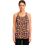 Purple Emoji Pattern Print Women's Racerback Tank Top