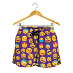 Purple Emoji Pattern Print Women's Shorts