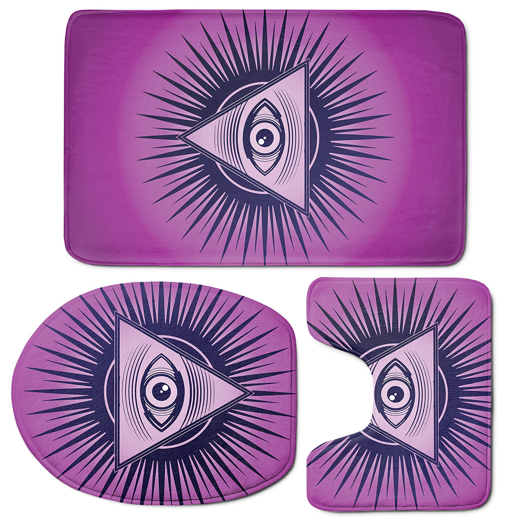 Purple Eye of Providence Print 3 Piece Bath Mat Set