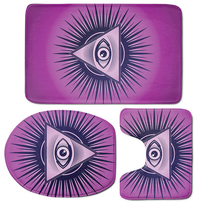 Purple Eye of Providence Print 3 Piece Bath Mat Set