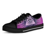 Purple Eye of Providence Print Black Low Top Shoes 