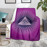 Purple Eye of Providence Print Blanket