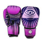 Purple Eye of Providence Print Boxing Gloves