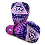 Purple Eye of Providence Print Boxing Gloves