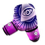 Purple Eye of Providence Print Boxing Gloves