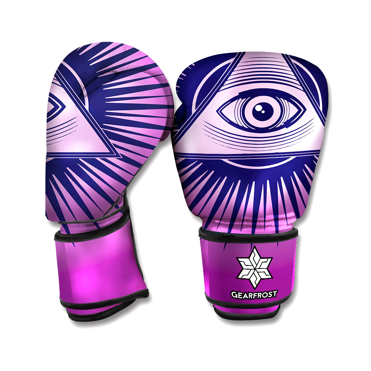 Purple Eye of Providence Print Boxing Gloves