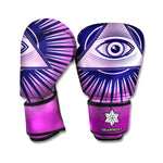 Purple Eye of Providence Print Boxing Gloves