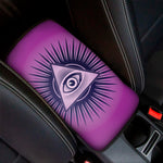 Purple Eye of Providence Print Car Center Console Cover