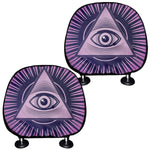 Purple Eye of Providence Print Car Headrest Covers