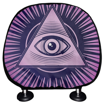 Purple Eye of Providence Print Car Headrest Covers