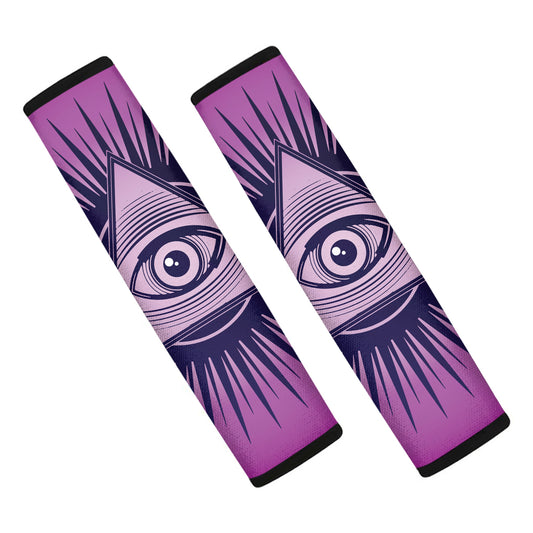Purple Eye of Providence Print Car Seat Belt Covers