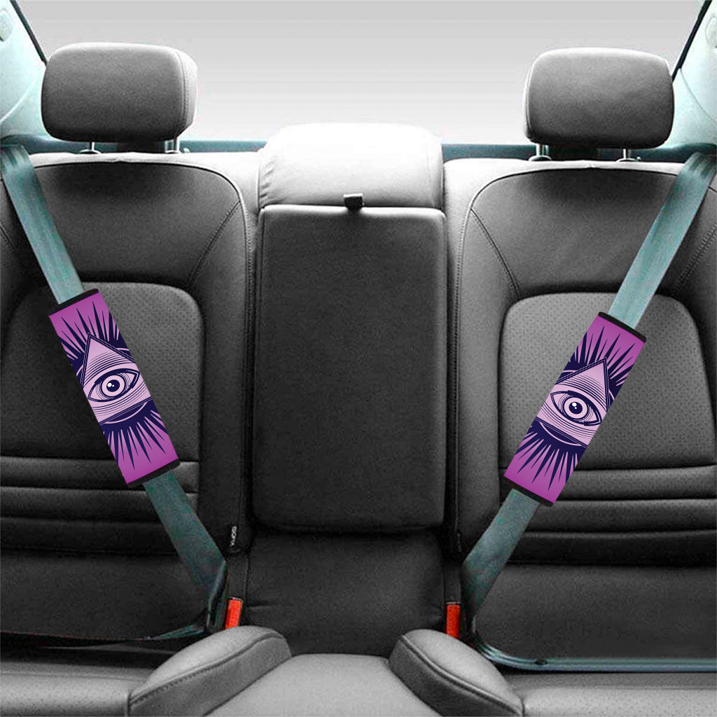 Purple Eye of Providence Print Car Seat Belt Covers