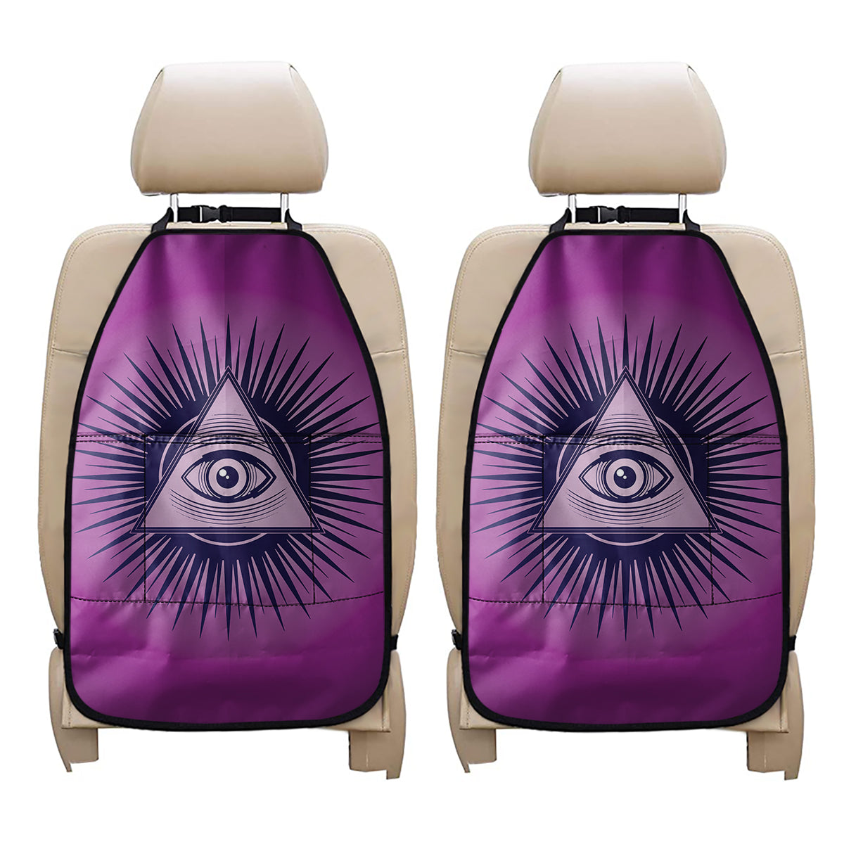 Purple Eye of Providence Print Car Seat Organizers