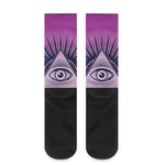 Purple Eye of Providence Print Crew Socks