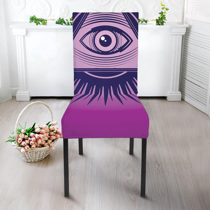 Purple Eye of Providence Print Dining Chair Slipcover