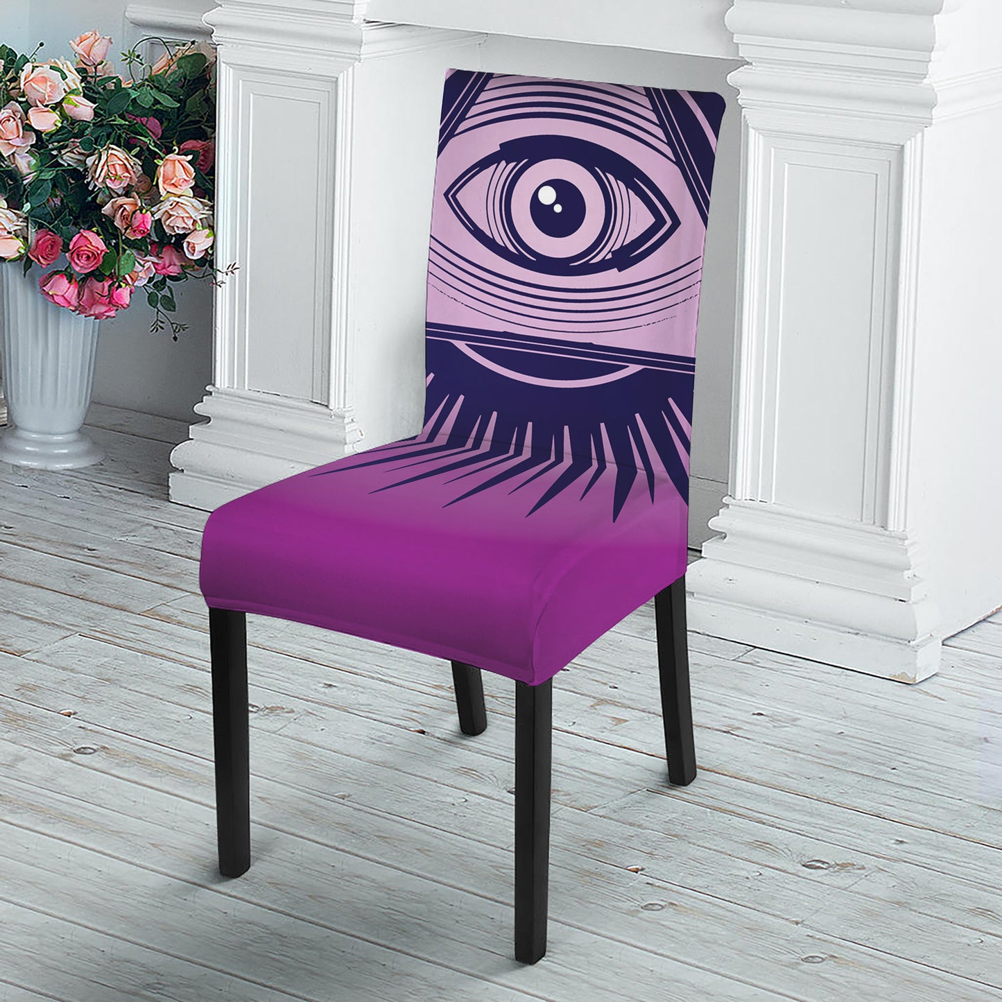 Purple Eye of Providence Print Dining Chair Slipcover