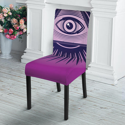 Purple Eye of Providence Print Dining Chair Slipcover
