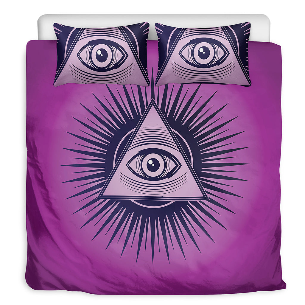 Purple Eye of Providence Print Duvet Cover Bedding Set