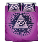 Purple Eye of Providence Print Duvet Cover Bedding Set