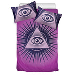 Purple Eye of Providence Print Duvet Cover Bedding Set