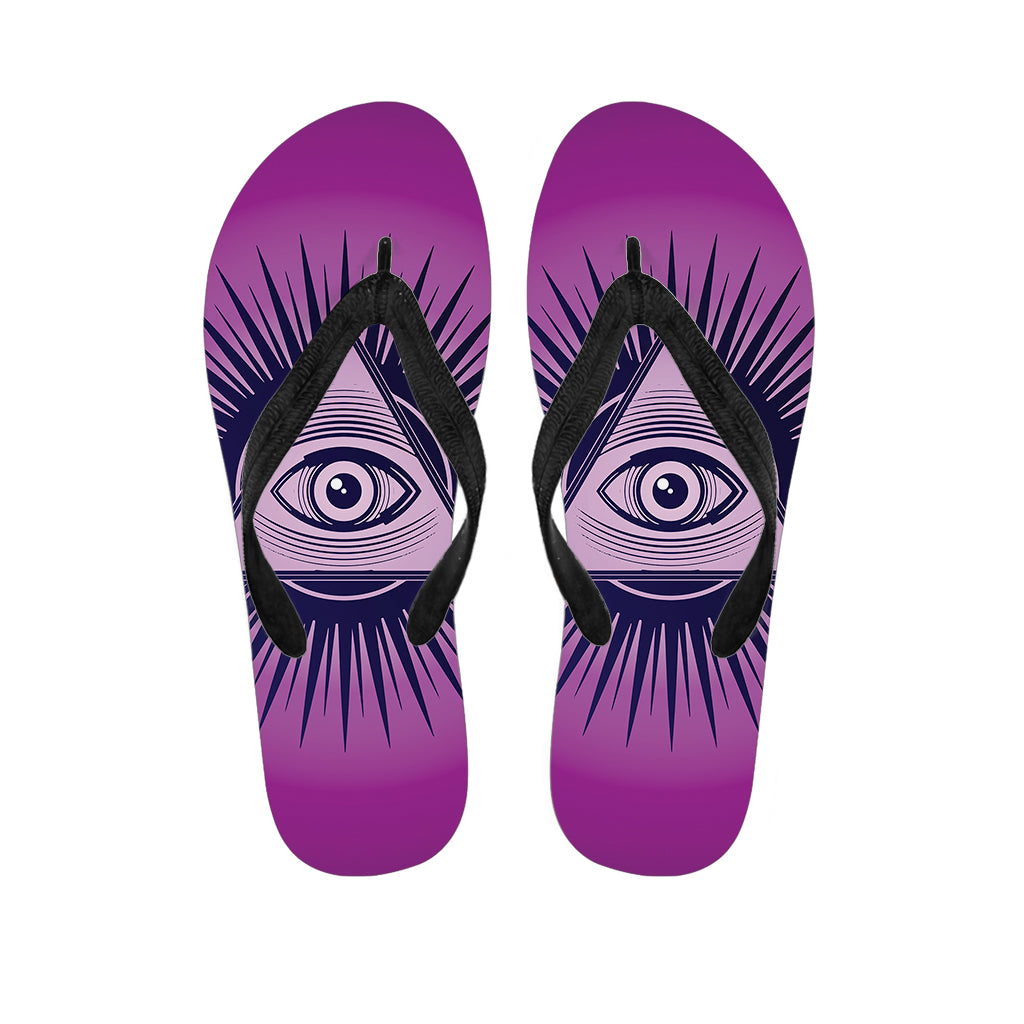 Purple Eye of Providence Print Flip Flops