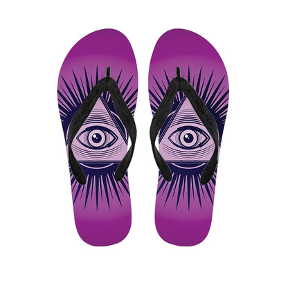 Purple Eye of Providence Print Flip Flops
