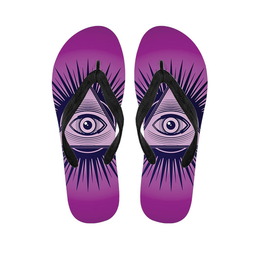 Purple Eye of Providence Print Flip Flops