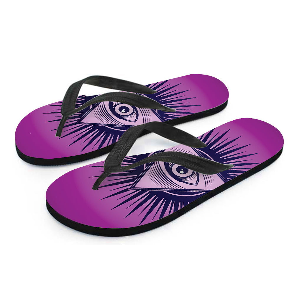 Purple Eye of Providence Print Flip Flops