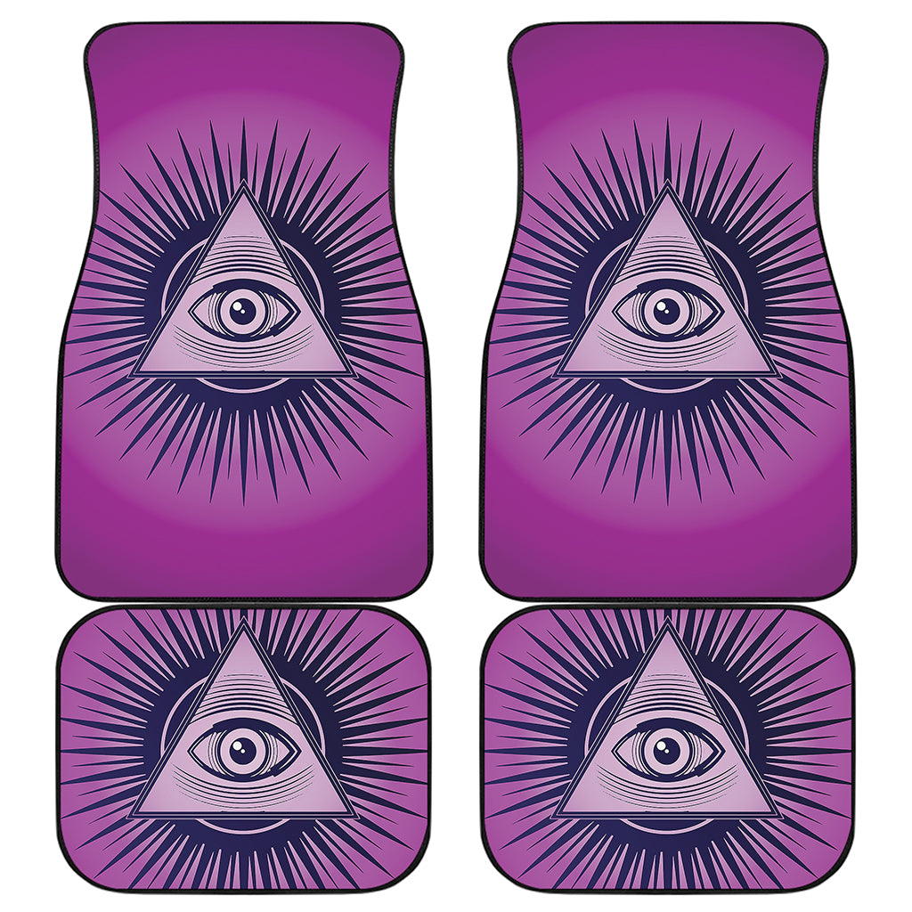 Purple Eye of Providence Print Front and Back Car Floor Mats