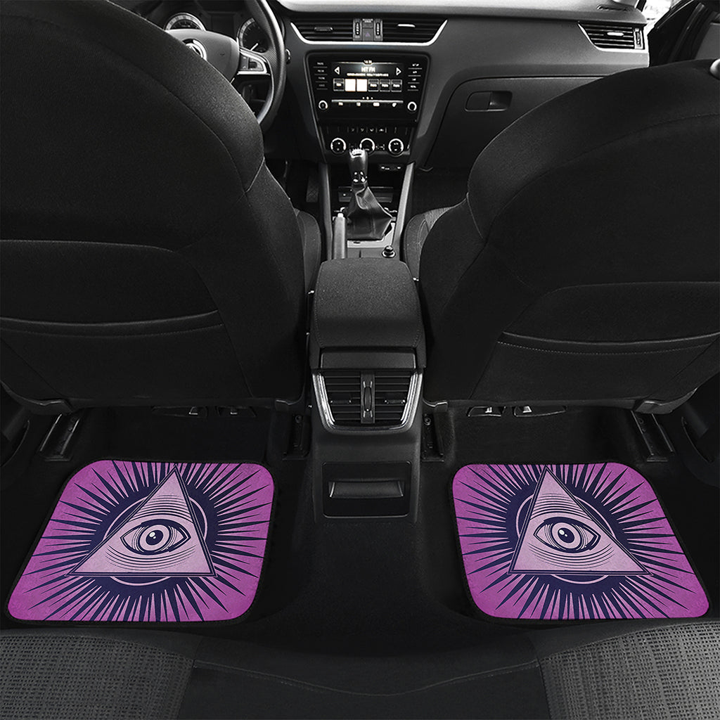 Purple Eye of Providence Print Front and Back Car Floor Mats