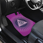 Purple Eye of Providence Print Front and Back Car Floor Mats